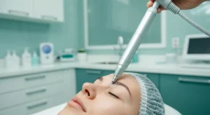 Perfect B - Blog - Microneedling Miami - SkinPen microneedling treatment close-up clinical setting
